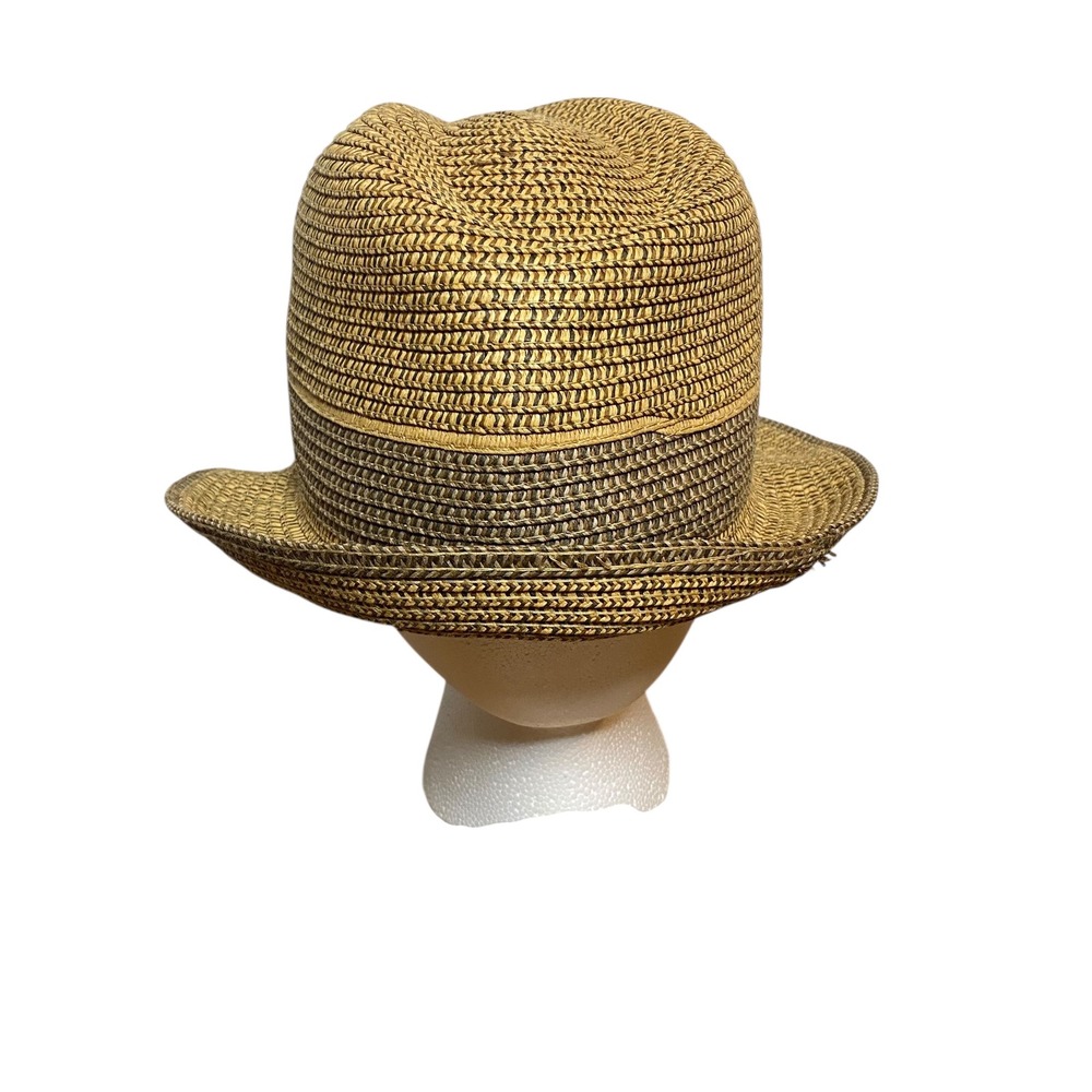 David and Young Straw‎ Fedora Hat Women's One Size Paper Banded Resort Vacation - Picture 3 of 4